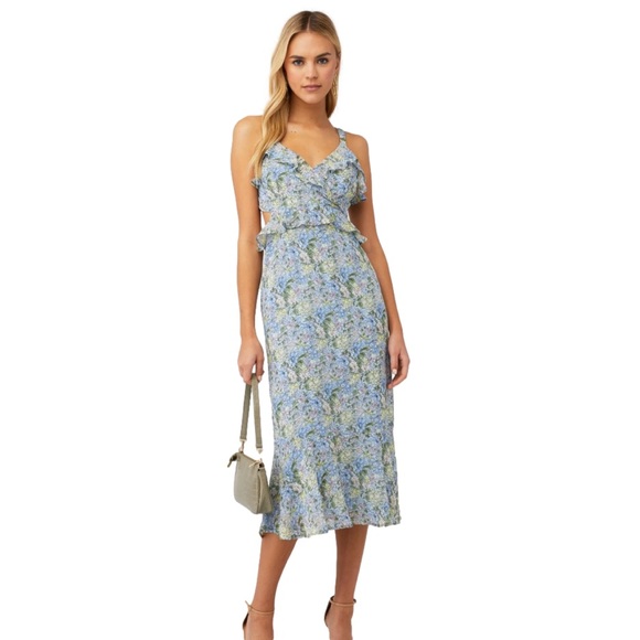 Astr Dresses & Skirts - ASTR Wildflower Blue Multi Floral Midi Dress size Small